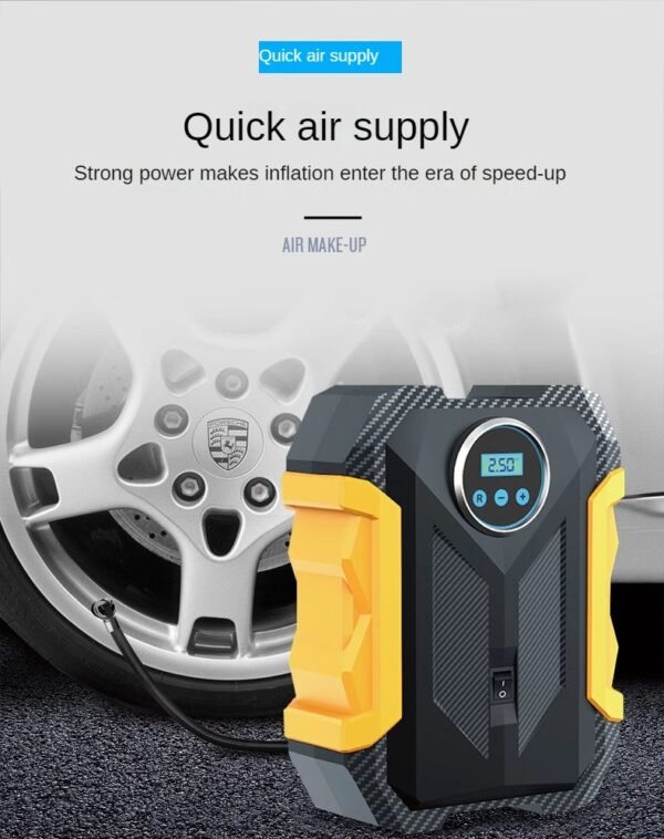 our versatile tire inflator, perfect for your car, boat, inflatable raft, and more! Whether you're inflating car tires, balloons, soccer balls, basketballs, or even an inflatable house tent, our tire inflator gets the job done efficiently and effectively. With its portable design and various adapters, including a cigarette lighter adapter for car tires, you can easily inflate any object wherever you are. Say goodbye to flat tires and low pressure with our reliable and convenient tire inflator.